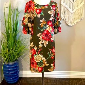 Olive and red summer dress